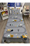 Gray Ladder Business Machinery Patterned Single Pique and Pillowcase Bedspread Set