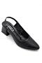 Closed Toe Open Back Soft Leather Heeled Women's Shoes Black - 5