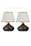 2 Pcs Ellipse Table Lamp Shade Metal Body Fabric Head Lighting - 3