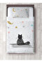 Stars and Cat Patterned Single Pique and Pillowcase Bedspread Set - 2