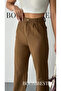 Women's Raw Linen Palazzo Trousers Washed Fabric Elastic Waist