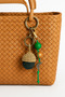 Handmade Bonito Crescent and Wooden Bead Detailed Bag Charm Keychain