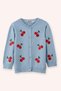 Newborn Cherry Detailed Buttoned Knitwear Blue Cardigan