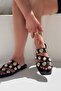Ceylor Matte Leather Black Buckle Detailed Women's Slippers - 8