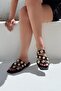 Ceylor Matte Leather Black Buckle Detailed Women's Slippers - 5