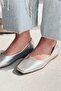 Canris Matte Silver Blunt Toe Mary Jane Ballerinas