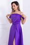 Satin Ruched Strap Long Evening Dress - Purple - 2