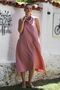Pastel Pink Degaje Collar Sleeveless Hidden Pocket Washable Casual Linen Look Woven Dress 120 55 - 7