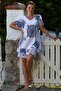 Italian White V-Neck Short Sleeve Mandala Patterned Lined Casual Linen Look Woven Dress 95 65 - 6