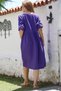 Purple Round Neck Buttoned Long Sleeve Pocket Washable Casual Muslin Woven Dress 107 60 - 2