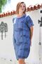 Italian Indigo Pool Collar Short Sleeve Fish Print Casual Linen Look Woven Dress 100 60 - 3