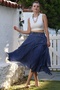 Jean Blue Layered Washed Elastic Waist Casual Crinkle Asymmetrical Woven Skirt 89 70 - 7