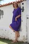 Purple Round Neck Buttoned Long Sleeve Pocket Washable Casual Muslin Woven Dress 107 60 - 3