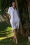 White Shirt Collar 3/4 Sleeve Pocket Washable Casual Muslin Long Back Woven Dress 102 70 - 6