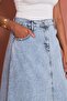 High Waist A-Line Pocket Denim Skirt – Light Blue
