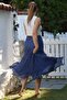 Jean Blue Layered Washed Elastic Waist Casual Crinkle Asymmetrical Woven Skirt 89 70 - 8