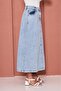 High Waist A-Line Pocket Denim Skirt – Light Blue - 2