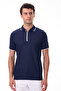 Men's Zippered Stripe Detailed Polo Neck T-Shirt - Alba - 8