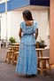 Blue Color Glitter and Seashell Detailed Skirt Blouse Set - 6