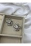 Korean Style Steel Earrings with Ice Crystal Zircon Stone with Gold and Silver Detail - 4