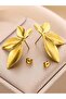 Tarnish Free Steel 4 Leaf Flower Earrings - 3