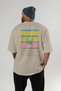 Old Fashioned Cocktail Back Printed Beige Oversize T-Shirt Men Women Cotton Crew Neck T-Shirt - 4