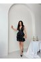 Black V-Neck Flounce Lined Chiffon Dress - 2