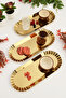 Davin Gold 3-Piece Decorative Stainless Oval Serrated Edges Special Presentation Tray - 4