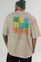 Japanese Slipper Cocktail Back Printed Beige Oversize T-Shirt Men Women Cotton Crew Neck T-Shirt - 5