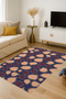 Mosso Multicolored Navy Blue Theme Fig Patterned Woven Base Modern Decorative Carpet Mosso133 - 3