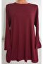 Er Clothing Combed Cotton Tunic Long-Sleeve Crew Neck Claret Red - 2