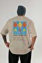 Mary Pickford Cocktail Back Printed Beige Oversize T-Shirt Men Women Cotton Crew Neck Tshirt