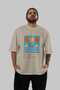 Mary Pickford Cocktail Front Printed Beige Oversize T-Shirt Men Women Cotton Crew Neck Tshirt - 5