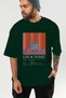 Gin Tonic Cocktail Front Printed Green Oversize T-Shirt Men Women Cotton Crew Neck T-Shirt - 6
