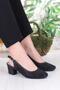 86004 Nur Lace Stone Detailed Open Back Low Heeled Women's Shoes