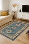 Mosso Blue Themed Traditional Antique Patterned Woven Base Vintage Decorative Carpet Mosso135Blue - 3