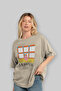 Kamikaze Cocktail Front Printed Beige Oversize T-Shirt Men Women Cotton Crew Neck Tshirt - 4