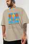 Mary Pickford Cocktail Front Printed Beige Oversize T-Shirt Men Women Cotton Crew Neck Tshirt - 3