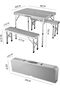 Folding Camping Picnic Table with Bench Set, Adjustable Heights Table, Aluminum Frame - 5