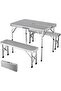Folding Camping Picnic Table with Bench Set, Adjustable Heights Table, Aluminum Frame - 2