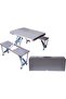 Folding Aluminum Picnic Table With 4 Seats, Silver - BD-ALU-TB - 2
