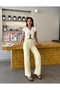 Yellow Wrinkle Seersucker Fabric Ultra Stretchy Trousers - 4