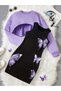 Kids Butterfly Printed Dress & Winter Crop 2 Piece Set