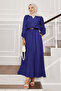 Brit Button Detailed Skirted Two-Piece Suit Cobalt Blue
