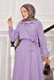Side-Tie Half Button Detailed Dress Lilac - 2