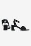 Miraluna Black Leather Ankle Buckle Detail Women's Block Heel Piece Shoes - 5