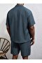 Cotton Textured Sofia Imported Pocketed Shorts Shirt Set - 3