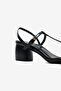 Belina Black Patent Leather Thin Strap Women's K Block Heel U Shoes - 2