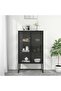 Highboard Black 80x35x135 cm Steel and Tempered Glass