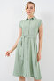 1677 Full Length Buttoned Belted Dress - E.Green - 3